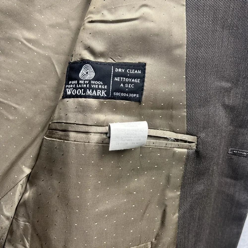 Calvin Klein Mens 48L Brown Wool Sport‎ Coat Blazer Woolmark Lined